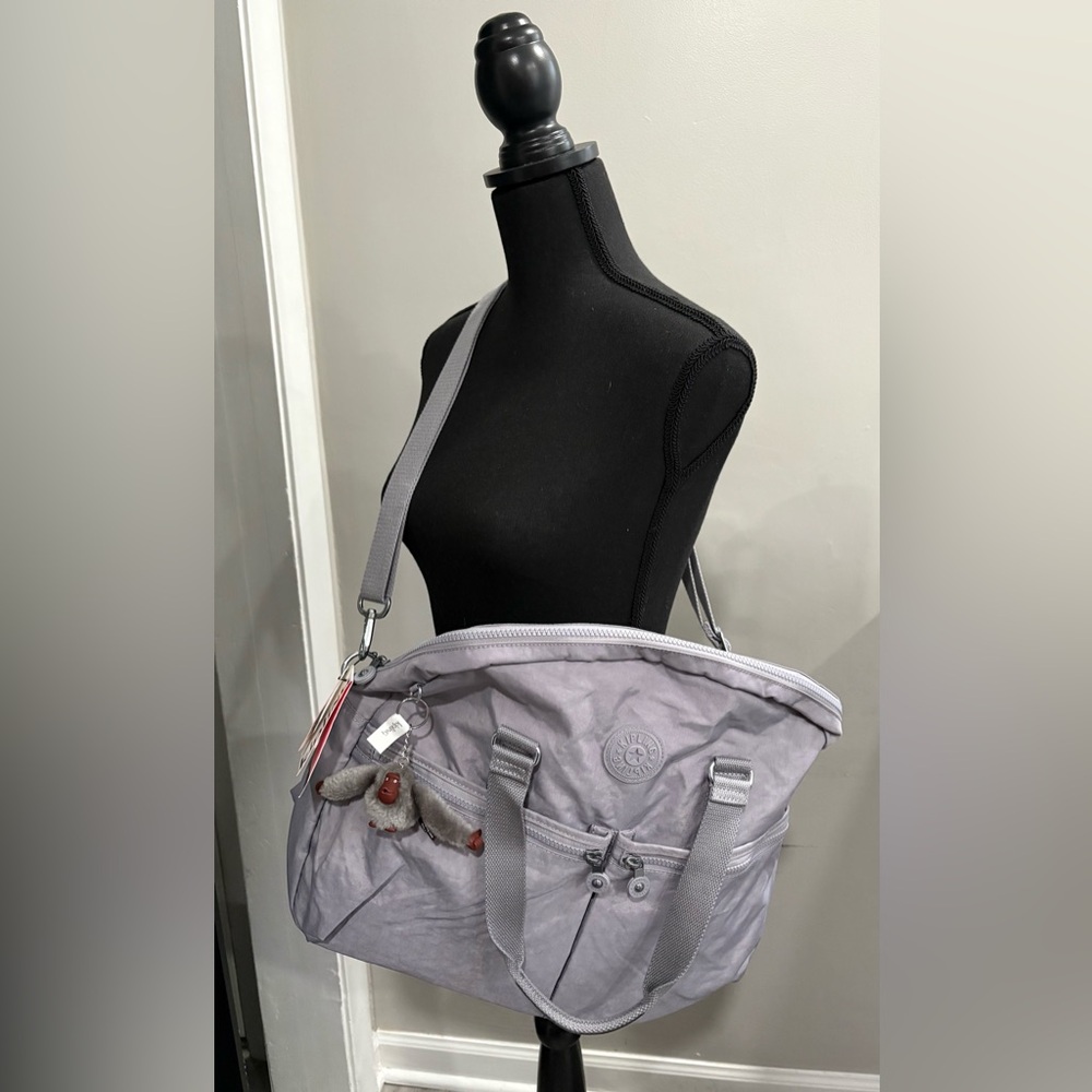 Kipling Eugina Light Gray Shoulder Bag- Large Satchel